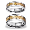 His & Her 6mm/8mm Tungsten Carbide Wedding Bands with Gold Celtic Dragon Inlay Set