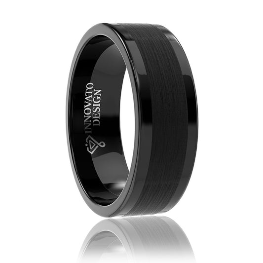 8mm Black Brushed Matte Tungsten Carbide Ring for Men