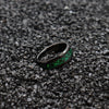 Dragon Men’s Tungsten Carbide Wedding Band, Black Carbon Fiber over Green Inlay