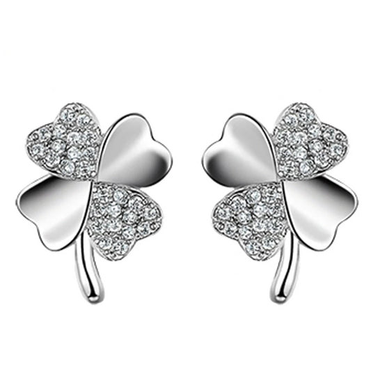Lucky Clover Austrian Crystal Stud Earrings Women’s Jewelry
