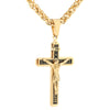 Gold Plated Stainless Steel Catholic Crucifix Pendant Necklace