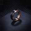 Brushed Matte Black Tungsten Carbide with Rose Gold Plated Edges Wedding Ring Set