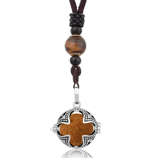 Hollow Out Geometric Pattern Aromatherapy Pendant Necklace