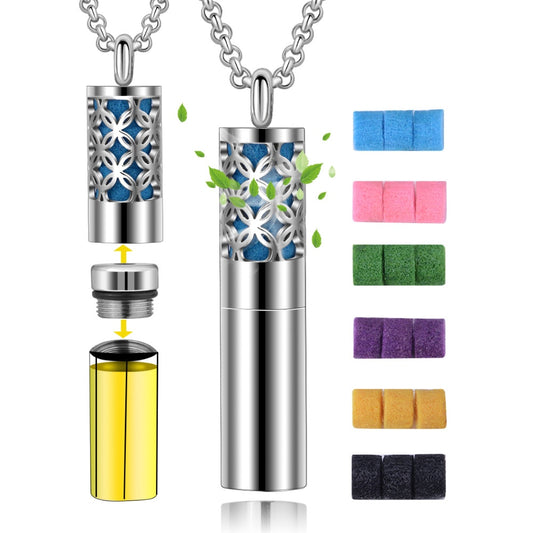 Leaf Pattern Aromatherapy Diffuser Locket Pendant Necklace