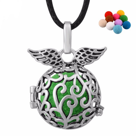 Angel's Wings Aromatherapy Diffuser Locket Pendant Necklace