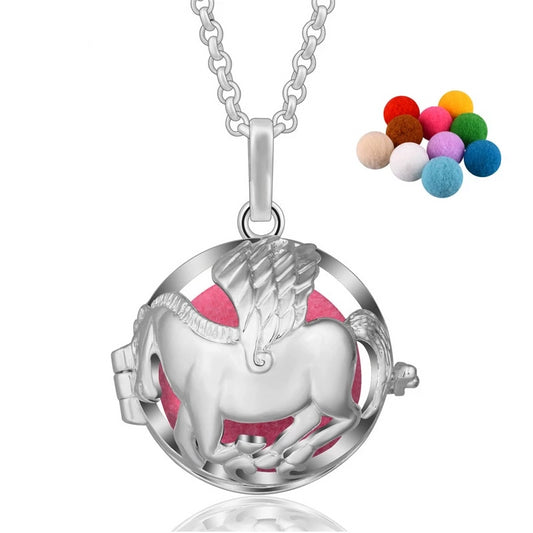 Horse Aromatherapy Diffuser Locket Pendant Necklace