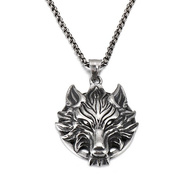 Stainless steel wolf on sale necklace