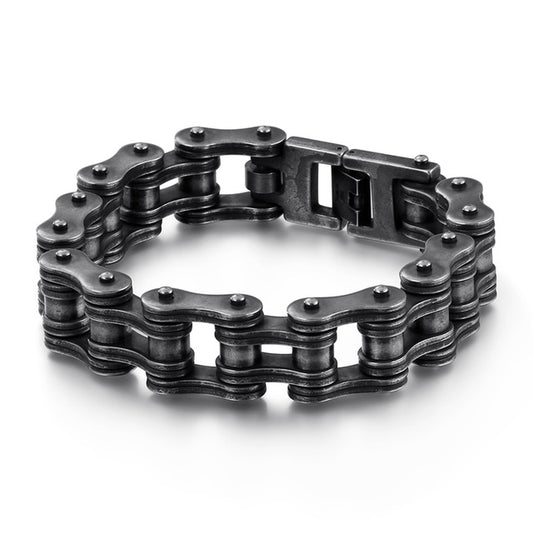 Black Stainless Steel Retro Biker Bracelet