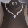 Cubic Zirconia, Leaf and Rhinestone Tiara, Necklace & Earrings Jewelry Set