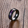 Rainbow Tungsten Men's Ring and Purple Zirconia Women's Ring Wedding Rings Set