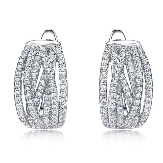 Cubic Zirconia 925 Sterling Silver Clip Earrings