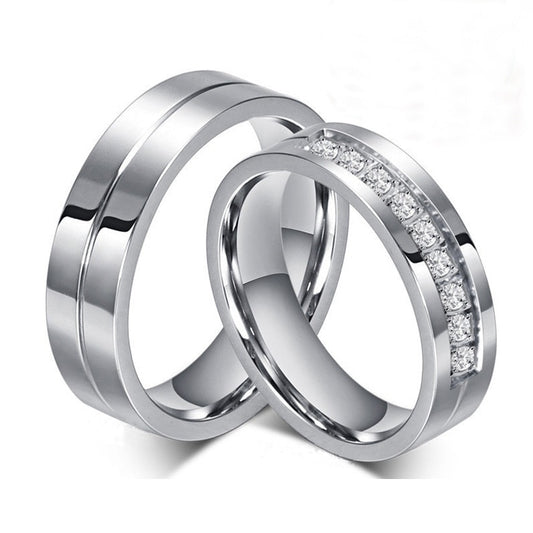 Silver & Cubic Zirconia Tungsten Carbide Wedding Engagement Ring Set