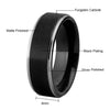Black Brushed Matte with Silver Edges Tungsten Carbide Wedding Band