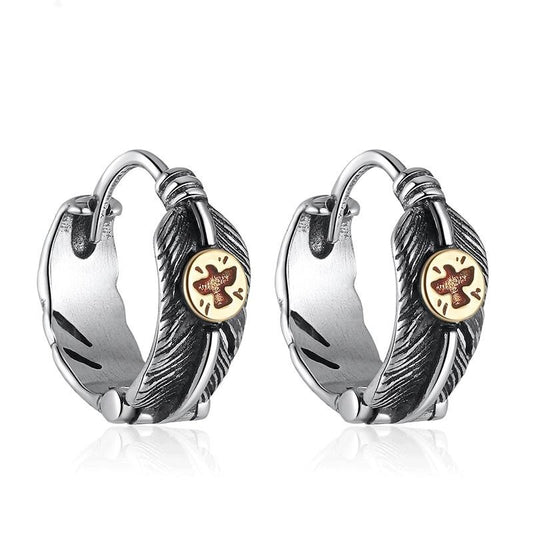 Flying Eagle Solid Feather 925 Sterling Silver Earrings