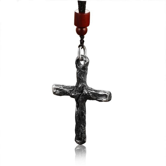 Cracked Cross 925 Sterling Silver Vintage Pendant Necklace