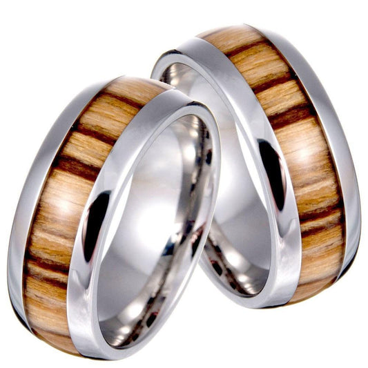 Vintage Tungsten Ring with Wood Grain Inlay for Men and Women