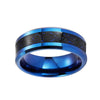 Elegant 8mm Blue Tungsten Carbide Ring with Black Dragon Inlay Pattern - Innovato Store