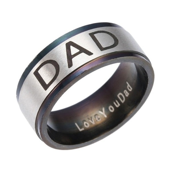 Gold Plated Stainless Steel with Silver Brushed Matte Surface Stepped Dad Ring - Innovato Store