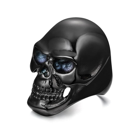 Full Skull Black & Gold Stainless Steel Biker Ring - Innovato Store