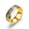 Stainless Steel Rainbow Colors Ingrain Dragon Pattern Inlay Men’s Wedding Ring