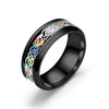 Stainless Steel Rainbow Colors Ingrain Dragon Pattern Inlay Men’s Wedding Ring