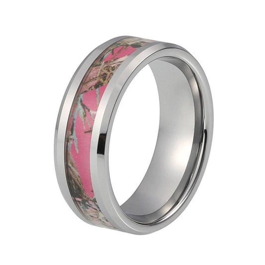 8mm Beautiful Graffiti Art Design Carbon Fiber Inlay with Silver Coated Tungsten Rings - Innovato Store