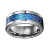 8mm Tungsten Carbide Blue Dragon over Imitated Meteorite Wedding Band - Innovato Store