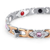 Silver & Rose Gold Pink Stone Magnetic Bracelet for Women