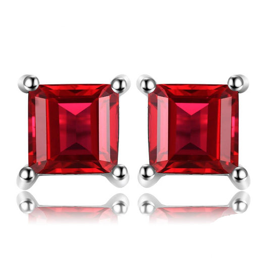 925 Sterling Silver Natural Red Garnet Stud Earrings - Innovato Store