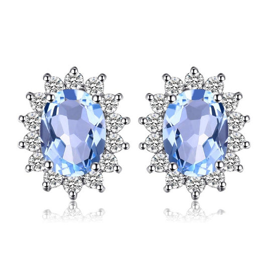 925 Sterling Silver Topaz Gemstone Stud Earrings - Innovato Store