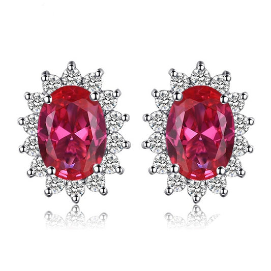 1.5ct Red Created Ruby Stud Earrings 925 Sterling Silver - Innovato Store