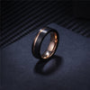 His & Hers Wedding Bands Set - Brushed Matte Black Tungsten Carbide with Rose Gold Line