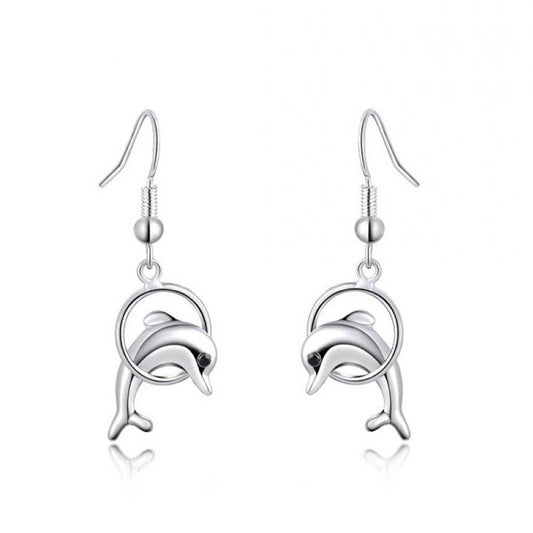 Black Austrian Crystals Studded Dolphin Earrings Women’s Jewelry - Innovato Store
