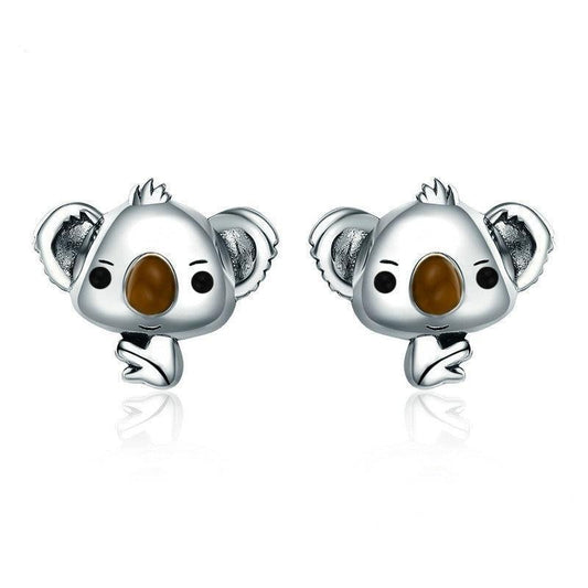 925 Sterling Silver Koala Bear Stud Earrings