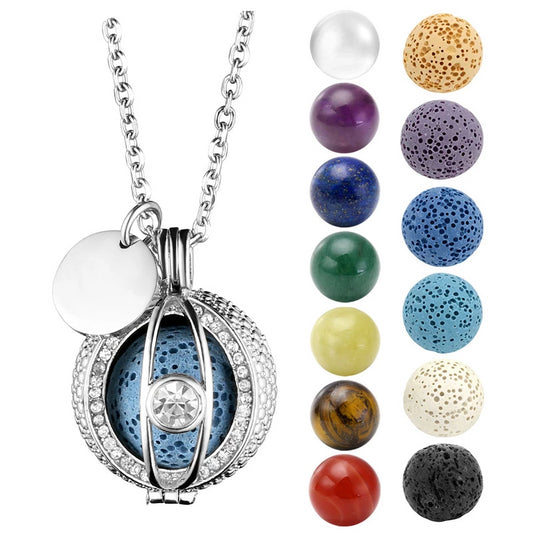 Essential Oil Diffuser Locket with Cubic Zirconia Pendant Necklace