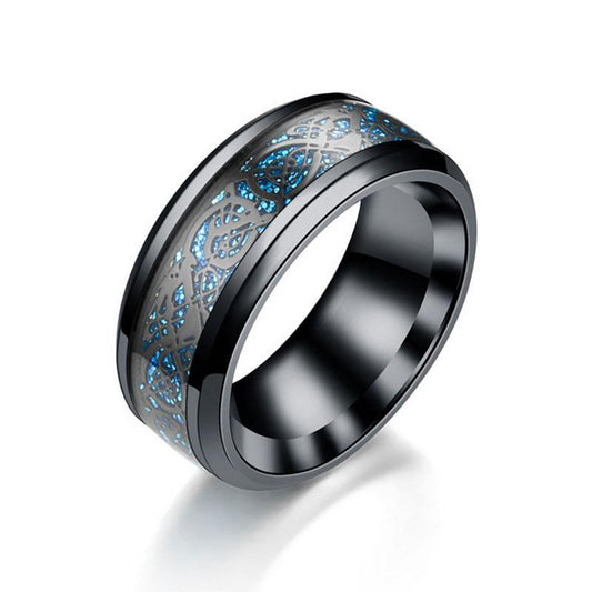 Black and Blue, Black Dragon Stainless Steel Wedding Ring - Innovato Store