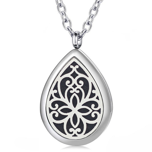 Silver Teardrop Essential Oil Diffuser Locket Perfume Necklace