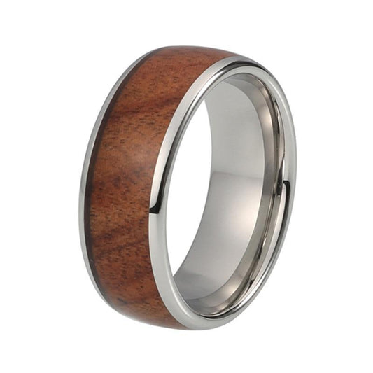 8mm Large Tungsten Carbide with Koa Wood Inlay - Innovato Store