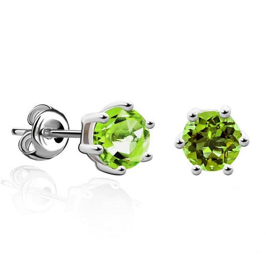 925 Sterling Silver Amethyst Citrine Garnet Peridot Blue Topaz Round Stud Earrings - Innovato Store