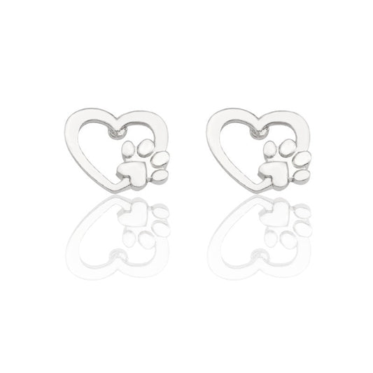 Heart with Paw Stud Earrings Women’s Jewelry