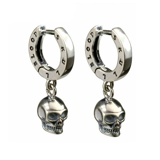 Skull Dangle 925 Sterling Silver Vintage Earring