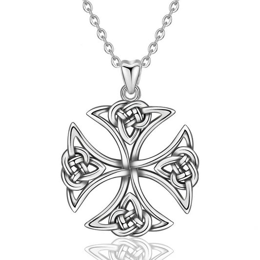 925 Sterling Silver Celtics Knot Cross Pendant Necklace