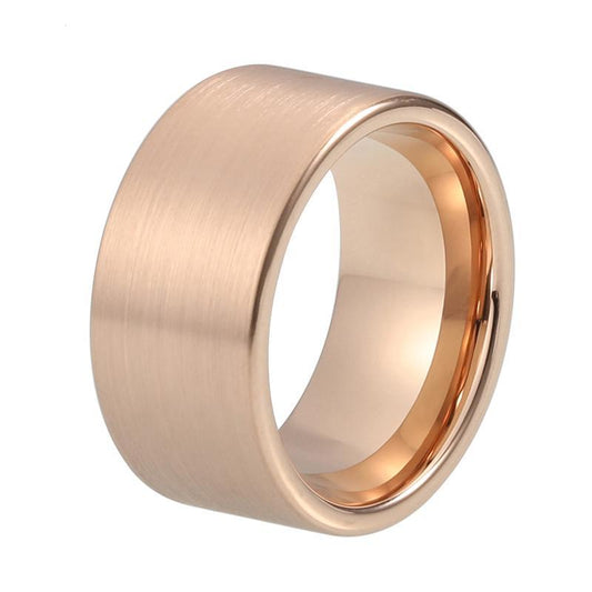 12mm Large Pipe Cut Rose Gold Plated Tungsten Carbide Ceremonial Ring - Innovato Store