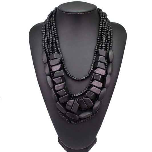 Bohemian Multilayer Colorful Wooden Beads Choker Necklace