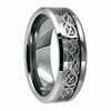 His & Hers Silver Celtic Dragon Inlay Tungsten Carbide Wedding Ring Set