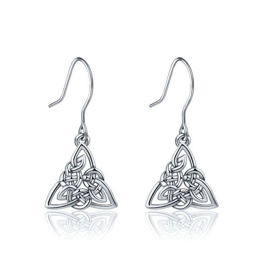925 Sterling Silver Celtics Knot Triquetra Drop Earrings
