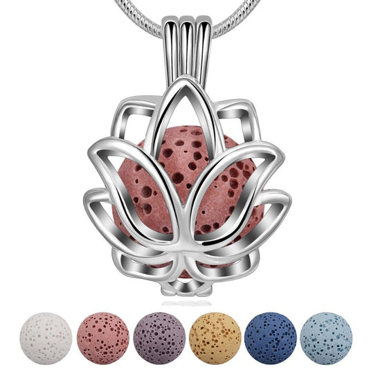 Lotus Blossom Ball Shaped Essential Oil Diffuser Locket Necklace