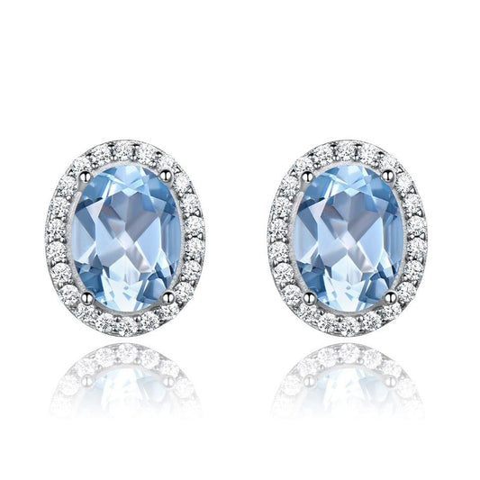 Gemstone 925 Sterling Silver Stud Earrings