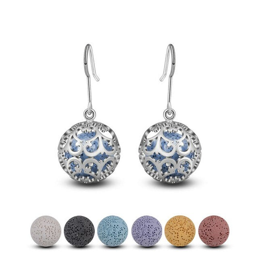 Celtics Flower Lava Stone Essential Oil Diffuser Dangling Earring
