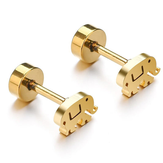 Gold and Silver Elephant Stud Earrings Women’s Jewelry
